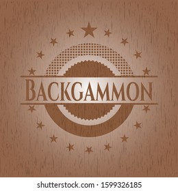 Backgammon badge with wooden background