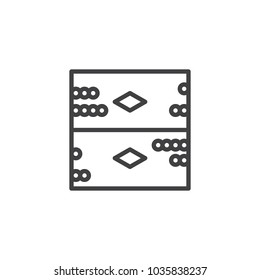 Backgammon board game outline icon. linear style sign for mobile concept and web design. simple line vector icon. Symbol, logo illustration. Pixel perfect vector graphics