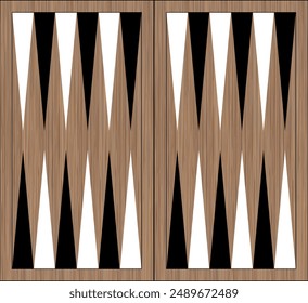 Backgammon-Brett-hölzerner Spieltisch. Vektorgrafik Backgammon-Tisch, Hintergrund.