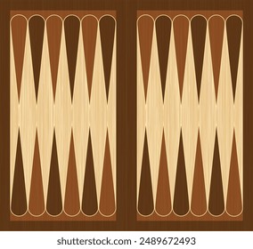 Backgammon board wooden game table. Vector backgammon table, background.