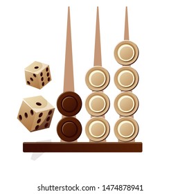 backgammon game challenge broun white isolated