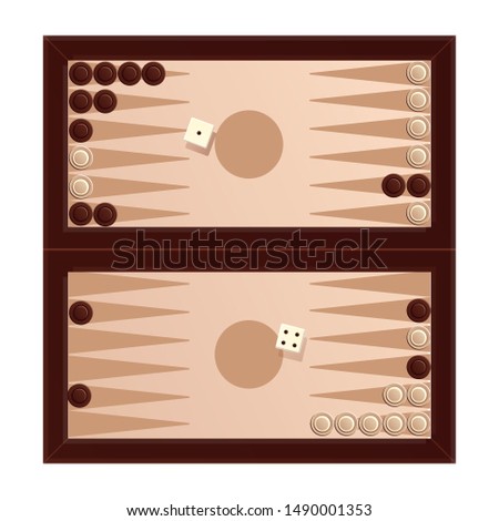 backgammon game challenge broun white isolated and game cubes