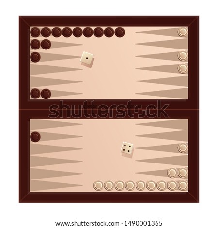 backgammon game challenge broun white isolated and game cubes