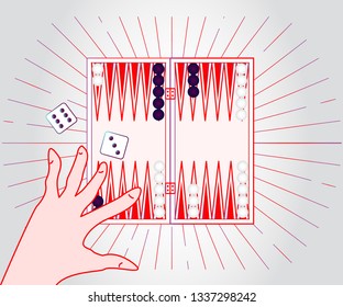 Backgammon game human hand