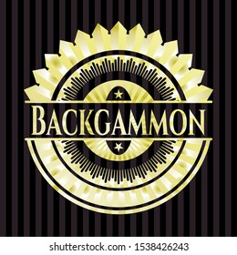 Backgammon golden badge. Vector Illustration. Detailed.
