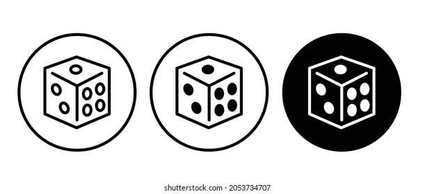 Backgammon-Symbol, Dice-Cube, Casino-Spielsymbol-Schaltfläche, Vektorgrafik, Zeichen, Symbol, Logo, Illustration, bearbeitbarer Strich, flacher Designstil einzeln auf Weiß