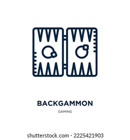 backgammon icon from gaming collection. Thin linear backgammon, play, luck outline icon isolated on white background. Line vector backgammon sign, symbol for web and mobile