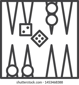 Backgammon icon, thin vector illustration