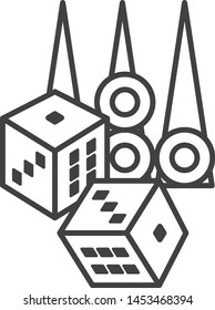 Backgammon icon, thin vector illustration