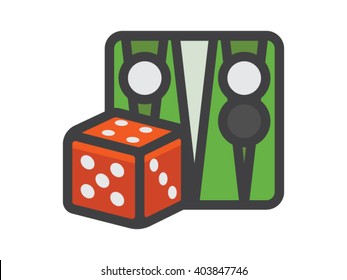 Backgammon Illustration - Flat Icon