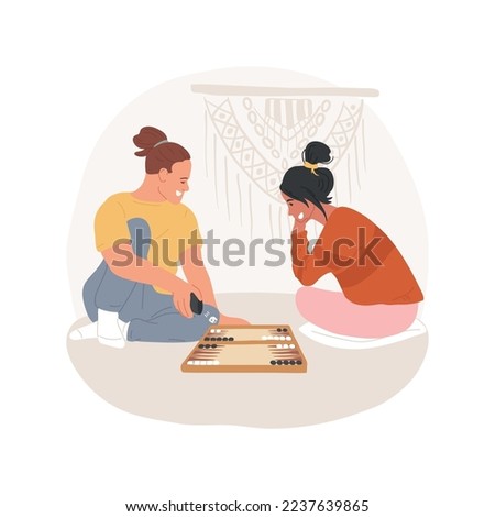 Backgammon isolated cartoon vector illustration. Happy couple playing backgammon together, mind challenge, brain and board games, mental development, leisure activity vector cartoon.
