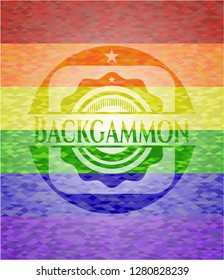 Backgammon lgbt colors emblem 