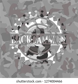 Backgammon on grey camouflage texture