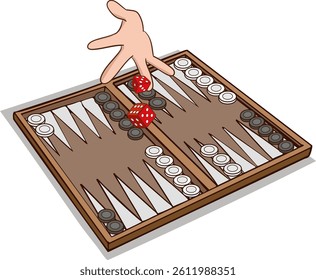 Backgammon on a white background. Backgammon table game for entertainment. Backgammon tournament