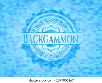 Backgammon realistic light blue mosaic emblem
