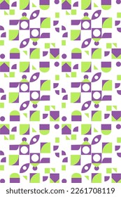 Patrón geométrico de fondo morado y verde