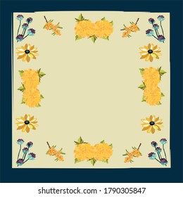Backgraund with yellow asters and sea backthorns