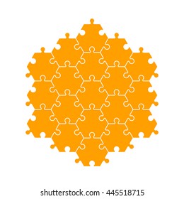 Backgriound hexahedron puzzle pattern. Hexagon puzzle piece wallpaper template. Vector banner presentation.