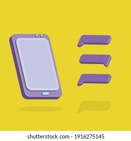 Backgroud handphone with bubble chat 3D Vector Illustrator