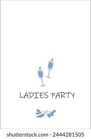 Backgroun for wedding invitation, glasses of champagne and flowers.