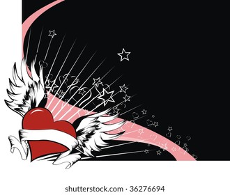 backgroun with winged heart in vector format