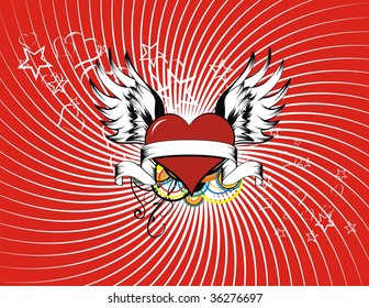 backgroun with winged heart in vector format