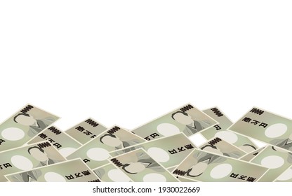 Background with 10,000 yen bills, with copy space