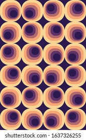 Background From The 1970s, Vintage Color Rounded Shapes, Repeating Pattern, Interior Wall Decor Style 