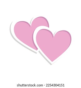 Background 2 red hearts as a sign of friendship, romantic love and a sign of valentine's day. Vector illustration