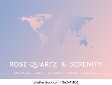 Background of 2016 trendy color with world map. Rose quartz and serenity vector design