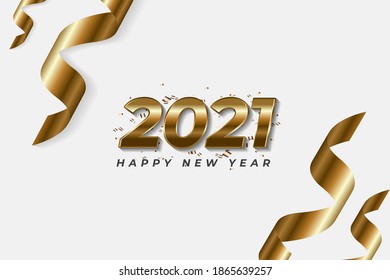 Background of 2021 happy new year with elegant gold color.