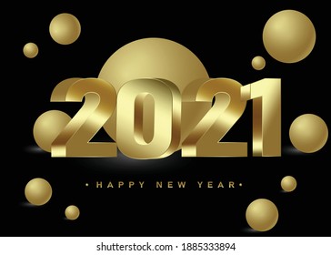 Fondo 2021 feliz año nuevo color dorado sobre un fondo negro.
