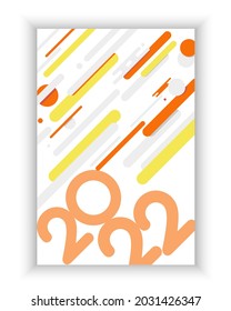  Hintergrund mit Zahlen für 2022. Einfache, bunte, vertikale Vorlage mit farbigen geometrischen Formen. Jahr 2022 Bunner, Flyer, Deckel, Plakat. Vektorgrafik