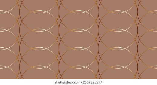 Background 2025 mocha mousse with an abstract pattern in the form of circles with a golden gradient. Vector graphics