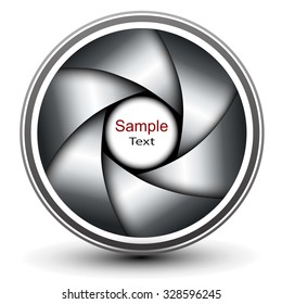 Fundo 3D com design de lente abstrata e obturador vetorial.
