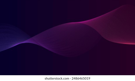 Background 3D Abstract Modern, Abstract Purple and Blue Waves on Black Background