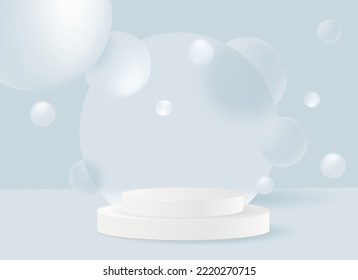 Background 3d blue podium and minimal blue stage scene with glass effect, product abstract background 3d rendering abstract stage shape blue pastel podium. Stage 3d for product in podium scene. Vector
