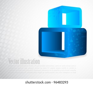 Background with 3d element in blue color