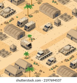 Background 3D illustration army armed  troop isometric armed military transport objects and war equipment force  graphic elements tank  machine 