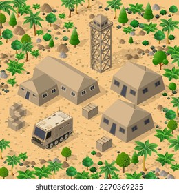 Antecedentes 3D ilustración ejército tropas armadas isométricas objetos de transporte militar armado y equipo de guerra fuerza elementos gráficos máquina