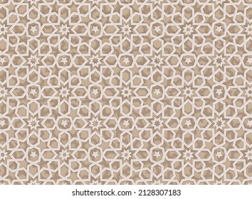 Background with 3d pattern in islamic ornament vector style. Ramadan round pattern elements. persian motif style. Geometric circular ornamental for your design.