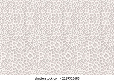 Background with 3d pattern in islamic ornament vector style. Ramadan round pattern elements. persian motiff style. Geometric circular ornamental for your design.