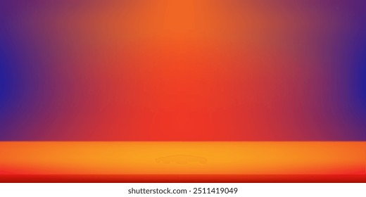 Background 3d Podium with Neon light Gradient in Pink,Purple,Blue,Yellow Platform.Studio room and table display of modern vibrant,Vector Business background texture for technology web banner