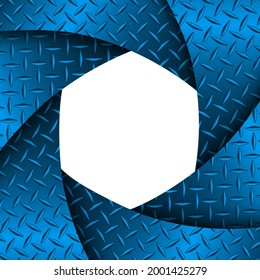Hintergrund mit 3D-Verschluss und Diamantplatten-Textur, abstrakter blauer Technologie-Design, Vektorgrafik.
