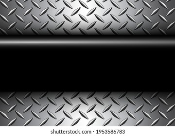 Fondo 3D plateado negro metálico , 3d diseño vectorial con textura de chapa de chapa de diamante.