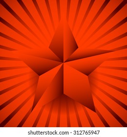 Background with 3d star and bursting rays, beams.