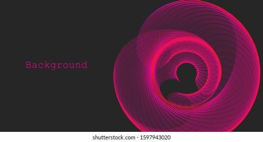 Background with 3D swirl, luminous bio form. Template for banner, cover, leaflet.