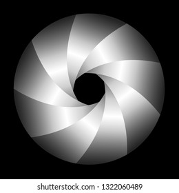 Background with 3D symbol, abstract lens design vector shutter.
