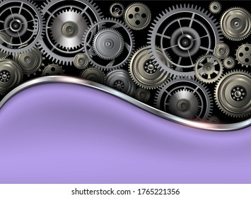 Fondo 3D con engranajes tecnológicos, ilustración vectorial.