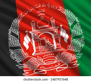 Background with 3d waving flag of Afghanistan